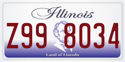 IL license plate Z998034