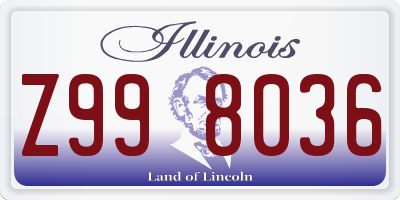 IL license plate Z998036