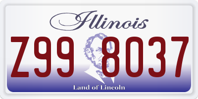 IL license plate Z998037