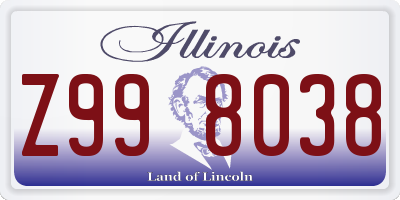 IL license plate Z998038
