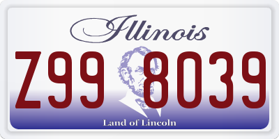 IL license plate Z998039