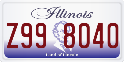 IL license plate Z998040