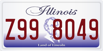 IL license plate Z998049