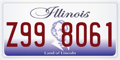 IL license plate Z998061