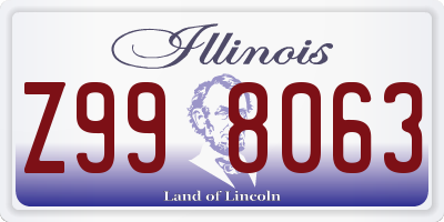 IL license plate Z998063