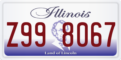 IL license plate Z998067