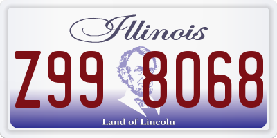 IL license plate Z998068