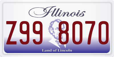 IL license plate Z998070