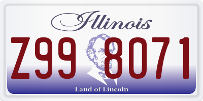 IL license plate Z998071