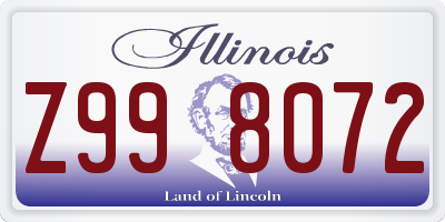 IL license plate Z998072