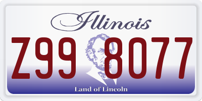 IL license plate Z998077