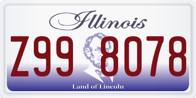 IL license plate Z998078