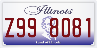 IL license plate Z998081