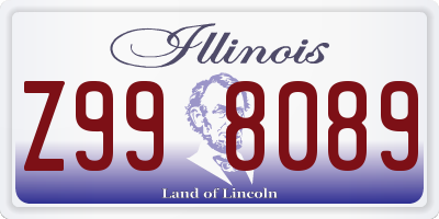 IL license plate Z998089