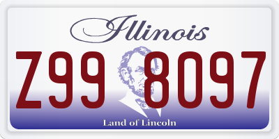 IL license plate Z998097