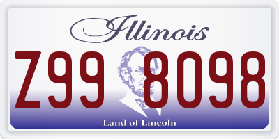 IL license plate Z998098