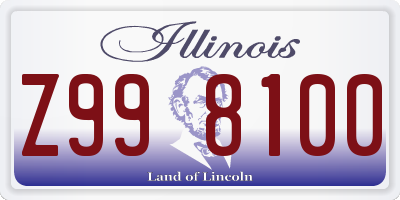 IL license plate Z998100