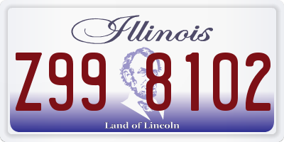 IL license plate Z998102