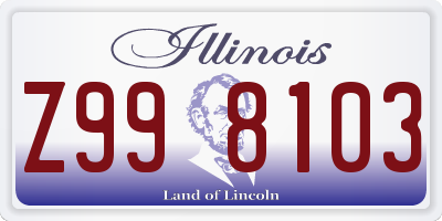IL license plate Z998103