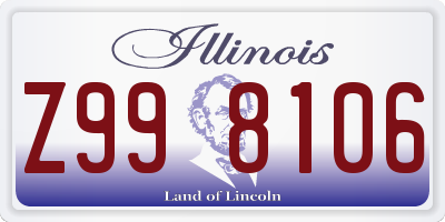 IL license plate Z998106