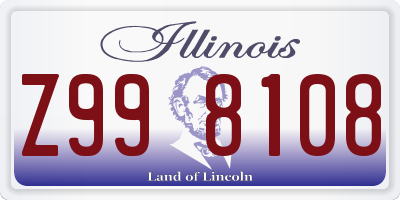 IL license plate Z998108