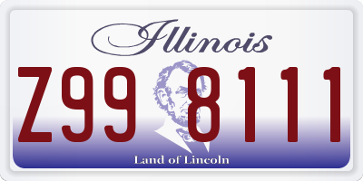 IL license plate Z998111