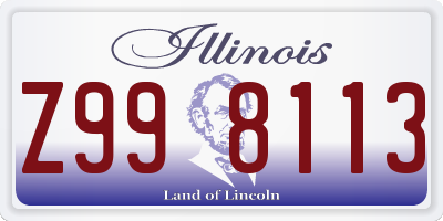 IL license plate Z998113