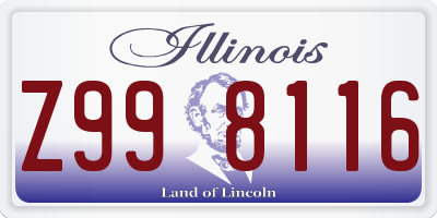 IL license plate Z998116