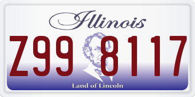 IL license plate Z998117