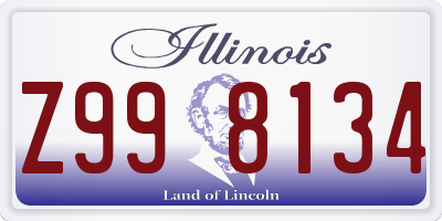 IL license plate Z998134