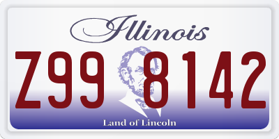 IL license plate Z998142
