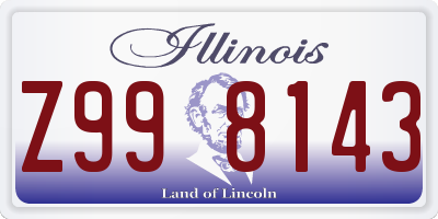 IL license plate Z998143