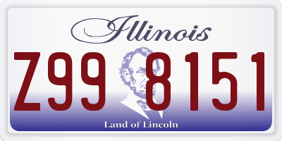 IL license plate Z998151