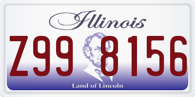 IL license plate Z998156