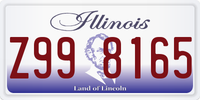 IL license plate Z998165