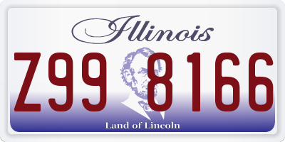 IL license plate Z998166
