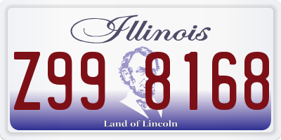 IL license plate Z998168