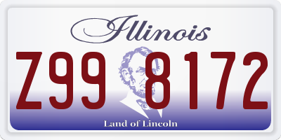 IL license plate Z998172