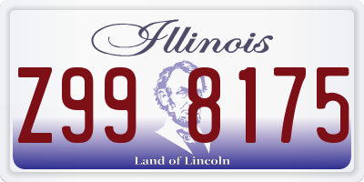 IL license plate Z998175