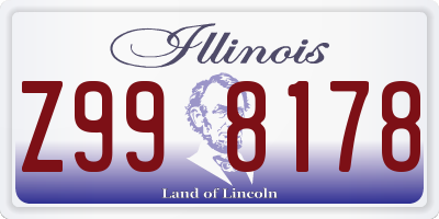 IL license plate Z998178