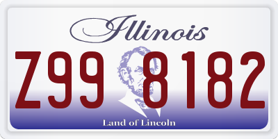 IL license plate Z998182