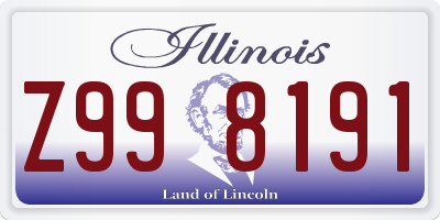 IL license plate Z998191