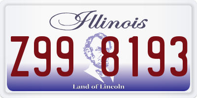 IL license plate Z998193