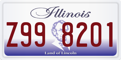 IL license plate Z998201