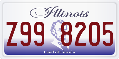 IL license plate Z998205