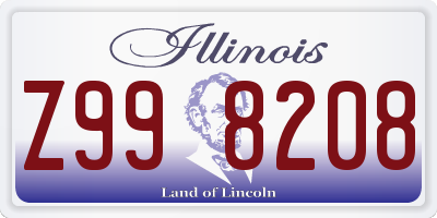 IL license plate Z998208