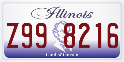 IL license plate Z998216