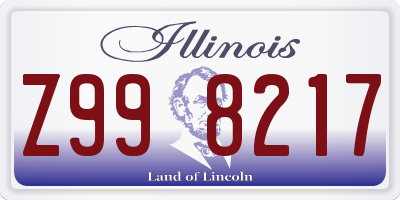 IL license plate Z998217