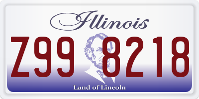 IL license plate Z998218