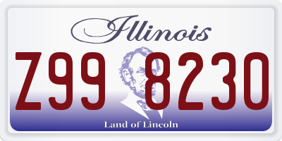 IL license plate Z998230